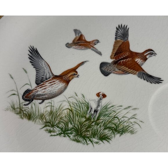 Georgina China Snack Plate & Tea Cup Set USA Breakfast Phesants Cabincore Birds - Picture 4 of 14